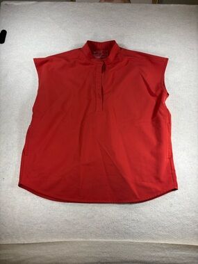 Figs Rafaela Oversized Mandarin Collar Scrub Top Orange Red Womens Size M